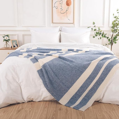 NEXHOME PRO Stripe Cozy Blanket, Knit Fuzzy Throw Blanket - Image 6