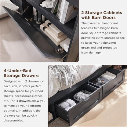 accohoho farmhouse king size bed frame with 52", package contents