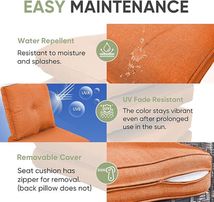 Outdoor Cushion Set of 4, Waterproof Outdoor Seat Cushions 25x22, Patio Chair - Image 3