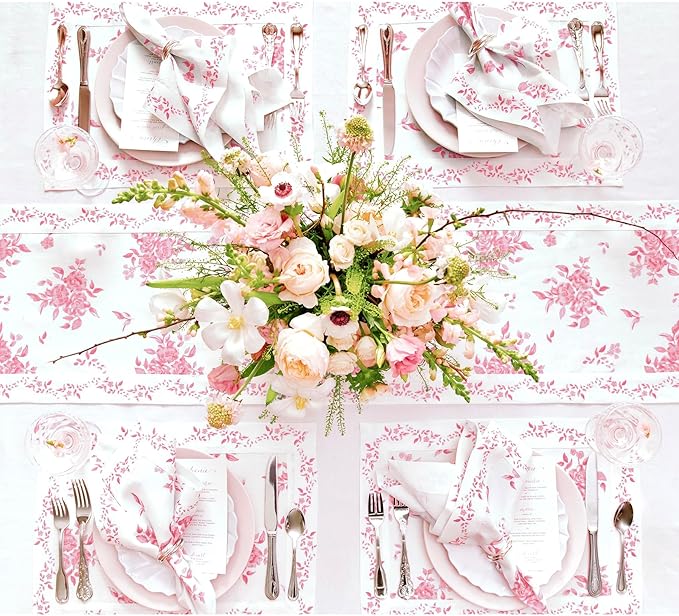 Solino Home Pink Floral Print Table Runner 36 inch - Image 3
