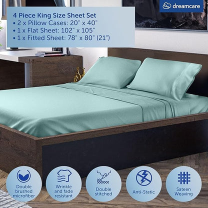 DREAMCARE King Size Sheets Set – 4 pcs Cooling Sheets – up to 21” Deep Pocket - Image 4
