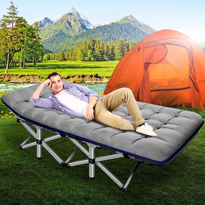 ABORON Camping Cot for Adult 28" Extra Wide, 2PK Heavy-Duty 1200D Oxford Cot - Image 7