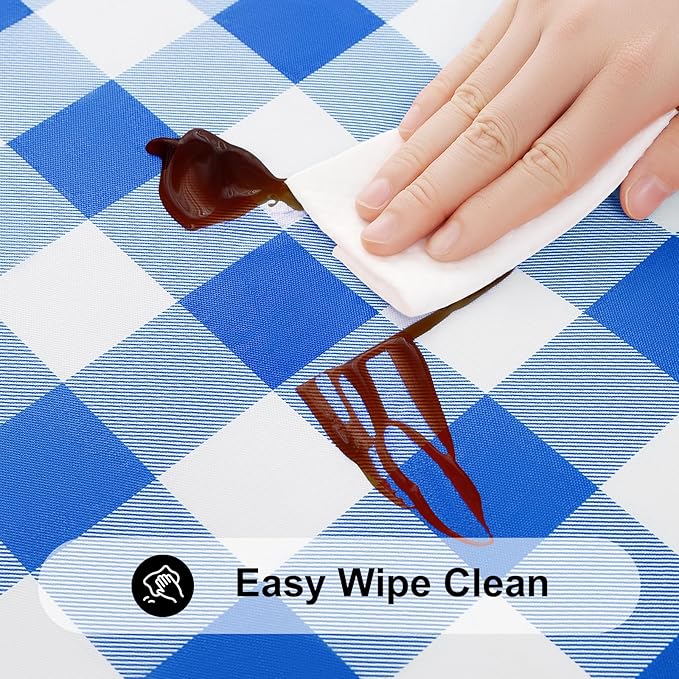Smiry Rectangle Picnic Table Cloth, Elastic Waterproof Fitted Vinyl Tablecloths - Image 4