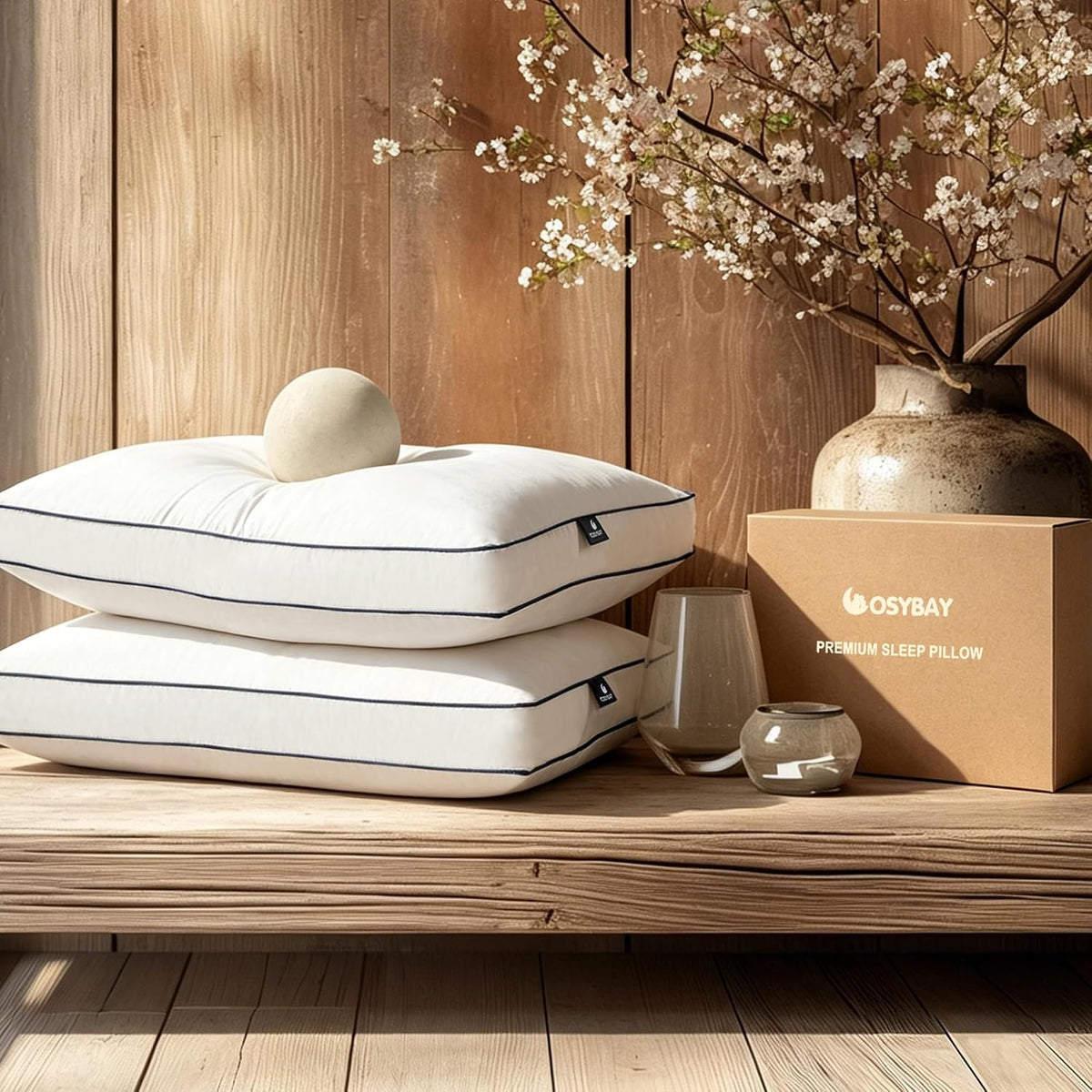 goose feather and down pillows queen size set, main product view