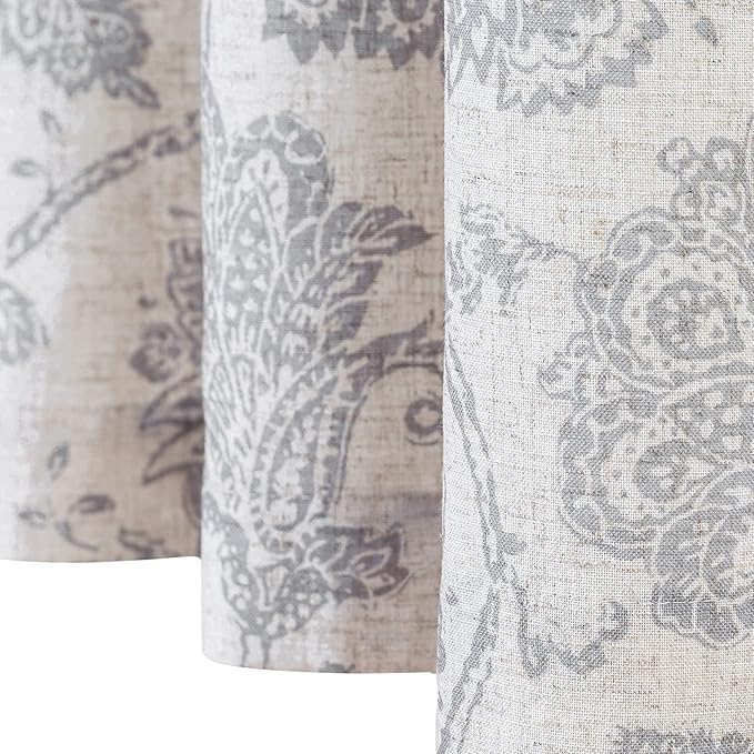 jinchan Kitchen Curtains Paisley Scroll Print Linen Small Window Tier Curtains - Image 6