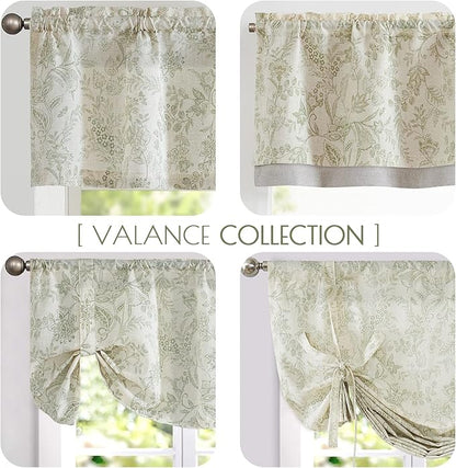 jinchan Linen Valance Curtain Farmhouse Floral Printed Small Window Curtain - Image 8