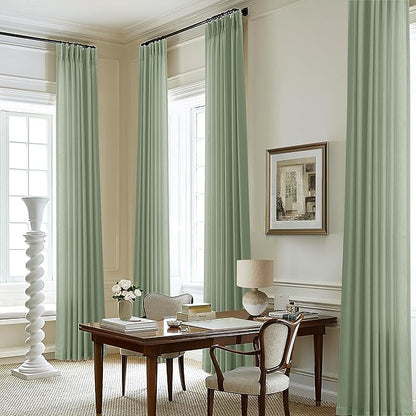 Pinch Pleated 105 Inch Long Linen Curtains by DUKIYO