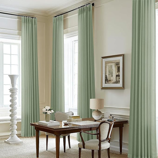 Pinch Pleated 105 Inch Long Linen Curtains by DUKIYO