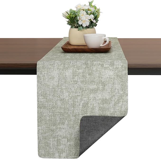 Table Runners 55 Inches Long, Dual-Sided Faux Leather Farmhouse Table Runner by Chitomars