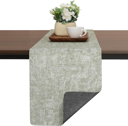 Table Runners 55 Inches Long, Dual-Sided Faux Leather Farmhouse Table Runner by Chitomars