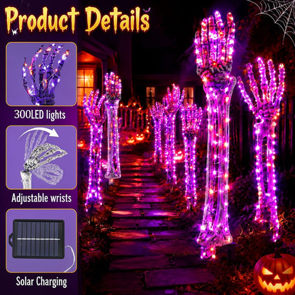Solar Halloween Yard Decorations 10 Light up Skeleton Arms 500 LEDs 8 Modes