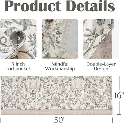 jinchan Linen Valance Kitchen Curtain - Image 5