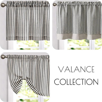 jinchan Linen Striped Valance for Windows 16 Inch Blackout Drapes for Small - Image 8