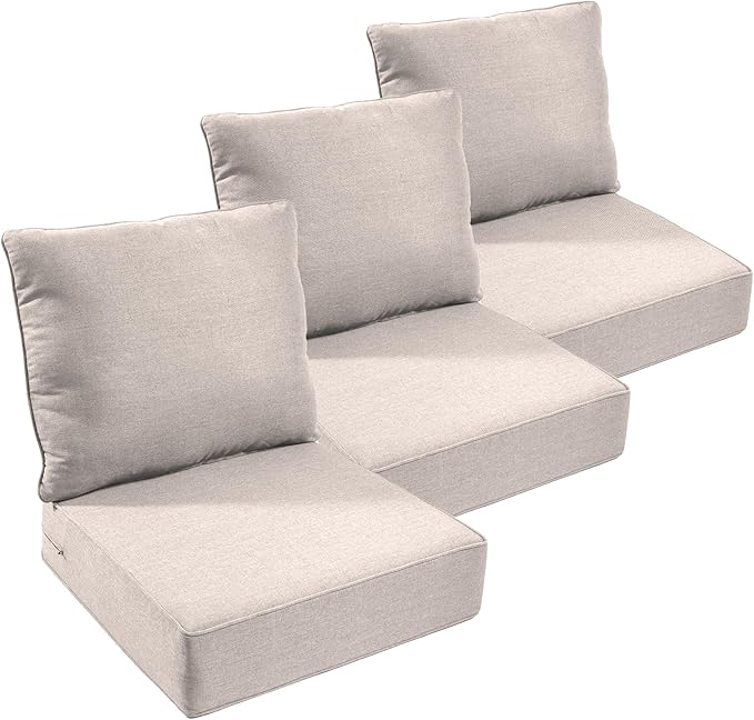 Outdoor Chair Cushions Set of 3, Waterproof 24x24 Patio Chair Cushion, Couch by moosprr