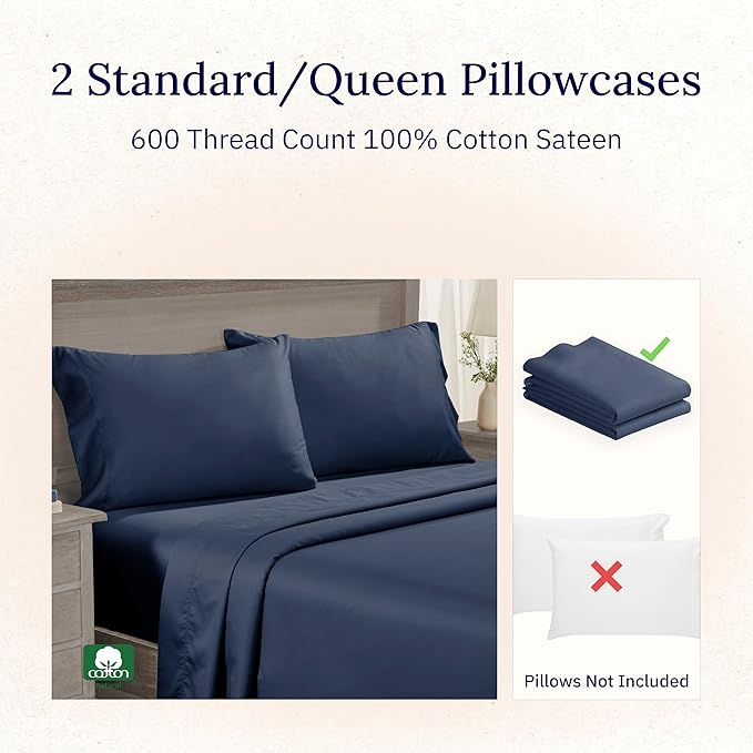 CALIFORNIA DESIGN DEN Luxuriously Soft Hotel Quality 600 Thread Count, 100% - Image 3