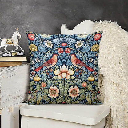 William Morris Floral Original Throw Pillow Covers Boho Chic Retro Floral Bird - Image 2