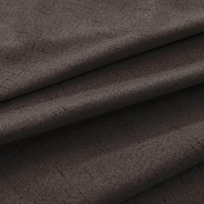KOUFALL Brown Curtains Blackout 2 Panels, Dark Chocolate Linen Black Out Dark - Image 8