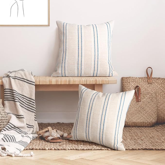 AELS 22x22 Decorative Farmhouse Linen Throw Pillow Covers, Boho Textured Pillow - Image 6