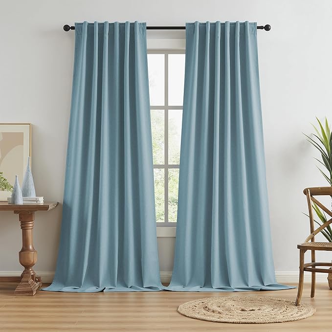 KEQIAOSUOCAI Extra Long 120 Inch Full Blackout Curtains by KEQIAOSUOCAI