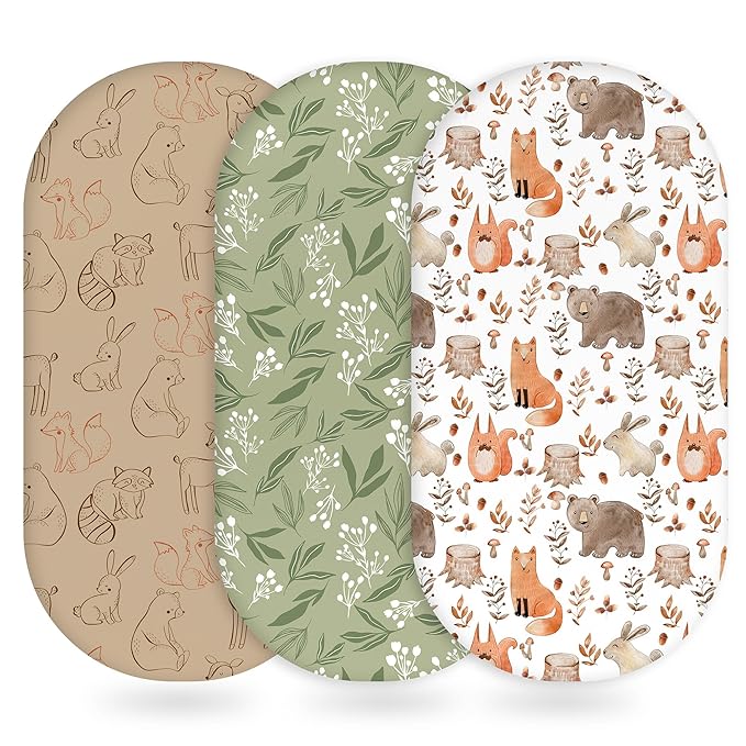 Baby Bassinet Sheets Girl Boy, Fitted Bassinet Sheet Set 3 Pack Bassinet by Unnivoll