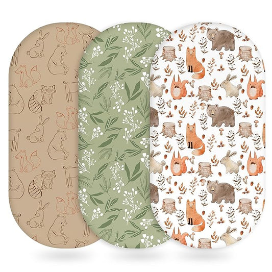 Baby Bassinet Sheets Girl Boy, Fitted Bassinet Sheet Set 3 Pack Bassinet by Unnivoll
