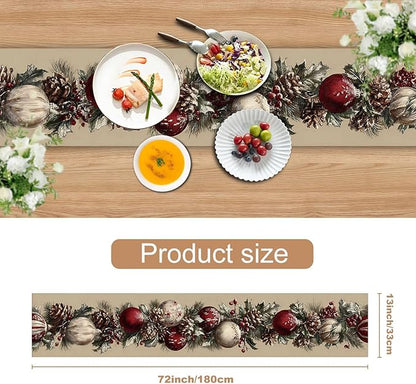 Elegant Red and White Christmas Table Runner – 13x72 Inch Holiday Table Decor - Image 3