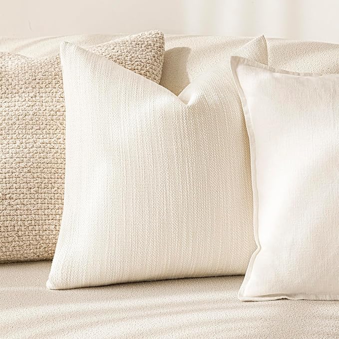 Foindtower Set of 2 Decorative Textured Burlap Linen Throw Pillow Covers - Image 4