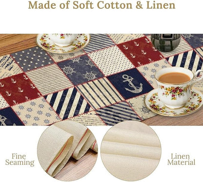 Navigation Striped Patchwork Plaid Table Runner Anchor Compass Polka Dot Table - Image 8