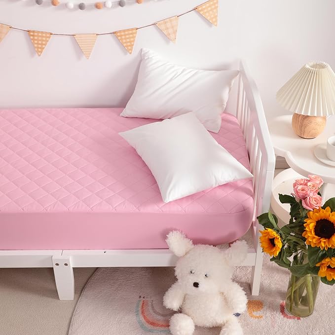 NTBAY 2 Pack Waterproof Crib Mattress Protector, Quilted 28"x52" Toddler Fitted - Image 6