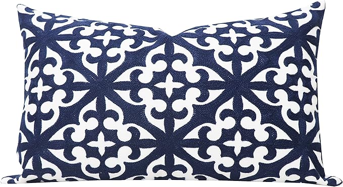 Slow Cow Embroidery Decorative Lumbar Throw Pillow Cover Rectangle Cushion by SLOW+COW