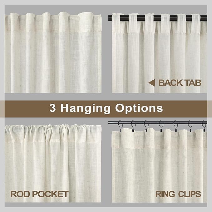 Natural Linen Curtains 108 Inches Long - Image 4