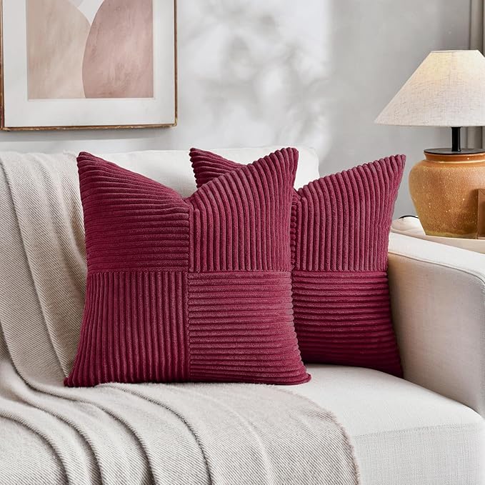 Fancy Homi 2 Packs Burgundy Samll Decorative Throw Pillow Covers 12x12 Inch - Image 5