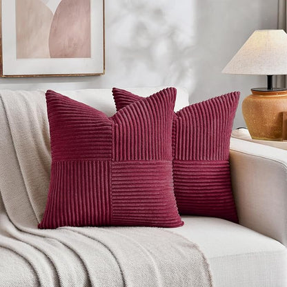 Fancy Homi 2 Packs Burgundy Samll Decorative Throw Pillow Covers 12x12 Inch - Image 5