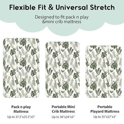 Yoofoss Pack and Play Sheets Fitted, Mini Crib Sheets 2-Pack - Image 3