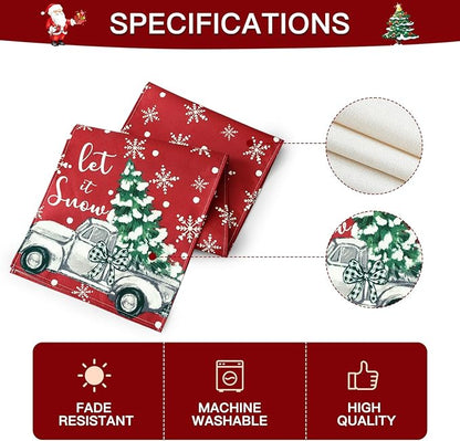 OTOSTAR Truck Christmas Tree Let It Snow Christmas Table Runner, Xmas Seasonal - Image 7