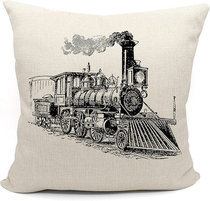 Mancheng-zi Train Pillow, Train Decor Pillow Covers 18x18, Train Pillow Cushion by Mancheng-zi