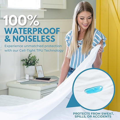 Full/Double 54x75” Premium Waterproof Zippered Mattress Encasement, 100% Cotton - Image 2