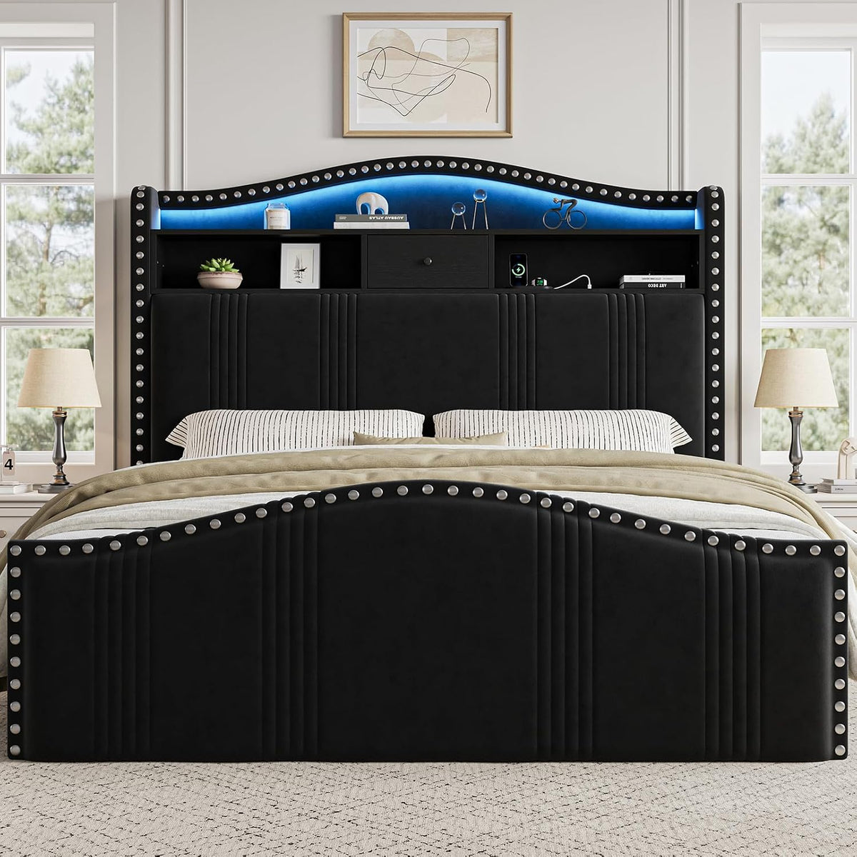 cikunasi 51.5" queen size bed frame with headboard, main product view