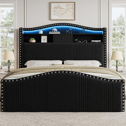 cikunasi 51.5" queen size bed frame with headboard, main product view