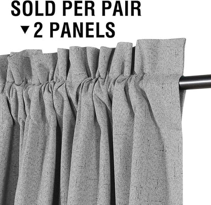 H.VERSAILTEX Linen Look 100% Blackout Curtains 63 Inches Long - Image 2
