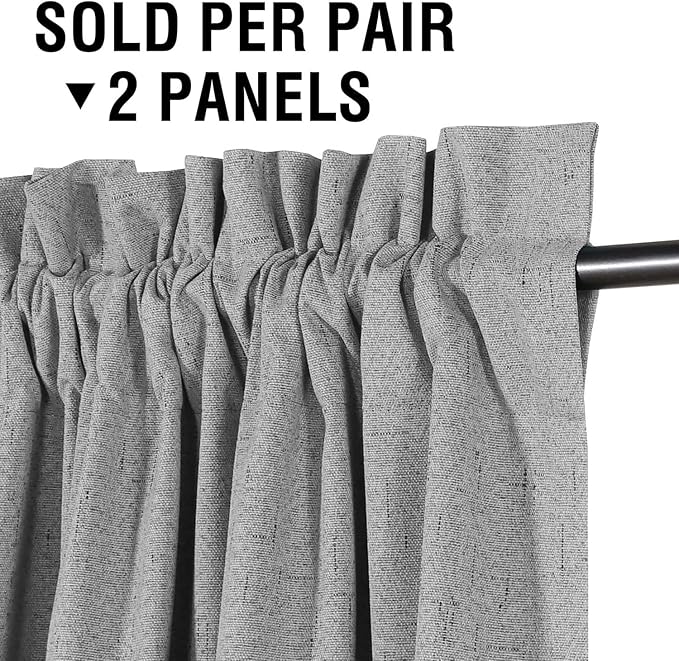 H.VERSAILTEX Linen Look 100% Blackout Curtains 84 Inches Long - Image 2