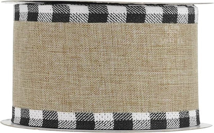 MEEDEE Burlap Christmas Ribbon Wired 2.5 Inch Plaid - Image 8