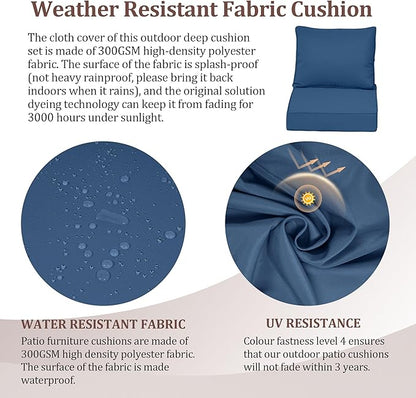 Outdoor Deep Seat Cushions for Patio Furniture Set of 2, Waterproof Outdoor - Image 3
