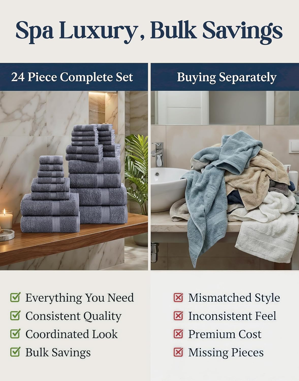 lane linen 100% cotton bath towels set, package contents