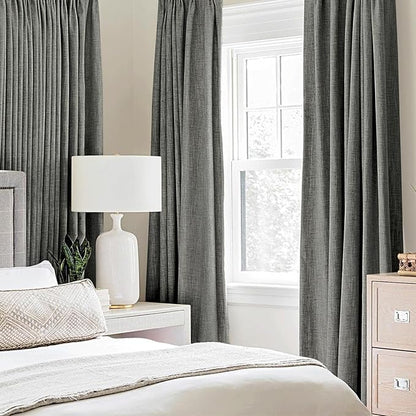 MIULEE Linen Texture Curtains for Bedroom Solid 100% Blackout Thermal Insulated - Image 2