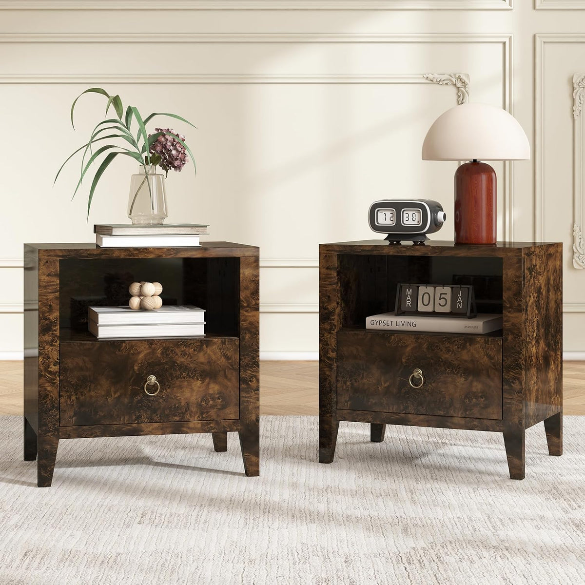 amerlife nightstand set of 2 mid century modern, main product view