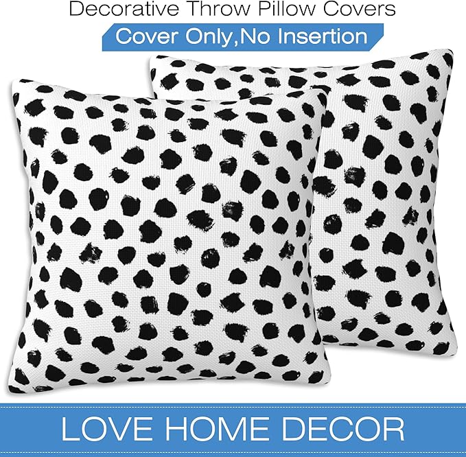 White and Black Spot Throw Pillow Covers Set of 2 Polka Dot Pillow Covers 18x18 - Image 3