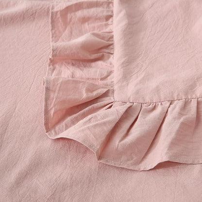 Ruffle Pillowcases Farmhouse Dusty Rose Throw Pillow Covers - Image 6