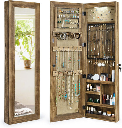 sriwatana jewelry cabinet with mirror, lockable door, carbonized, main product view