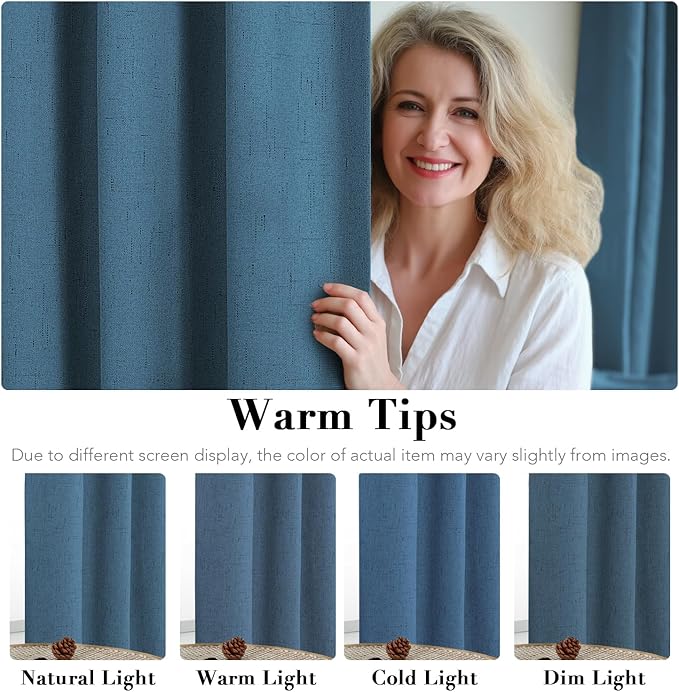 H.VERSAILTEX Linen Blackout Curtains Durable Thick Textured Linen Look 100% - Image 4